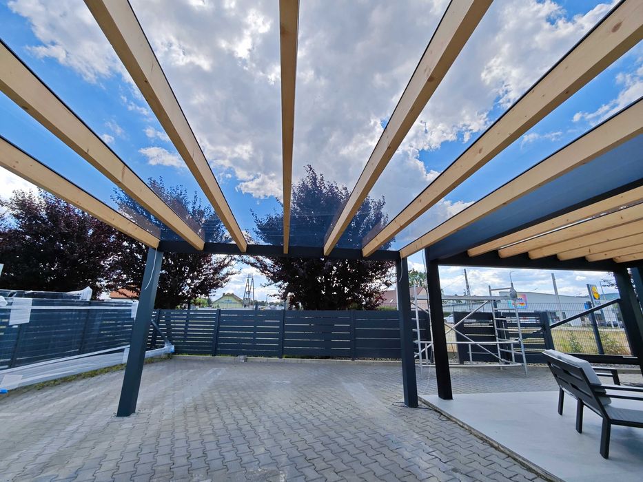 NOWOCZESNA Pergola / Carport – Masywna Konstrukcja Aluminiowo-Drewniana v1