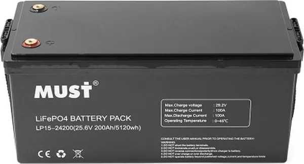 Аккумулятор Must 25.6В 200Аг LiFePO4 LP15-24200, 5,12 кВт. В наявності
