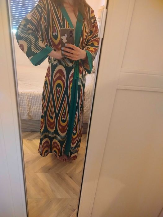 Kimono szlafrok jedwabny boho orientalny Uzbekistan