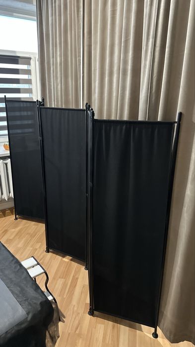 Parawan czarny pokojowy czarna ścianka działowa pokoju dekoracyjny