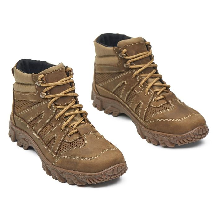 Черевики тактичні літні шкряні з перфорацією берці койот берцы кожаные