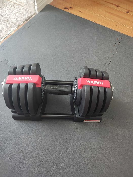 Kit de Pesos Ajustáveis 3 em 1 (20kg) Yourfit - Barra / Haltere / Kettlebell (Como Novo c/ Caixa)