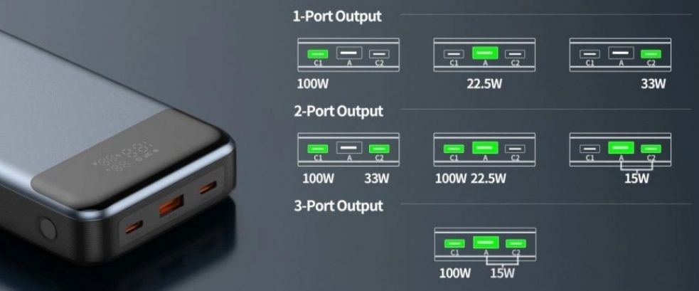 Swissten Power Bank For Laptop 30000 mAh 133W PD Grey