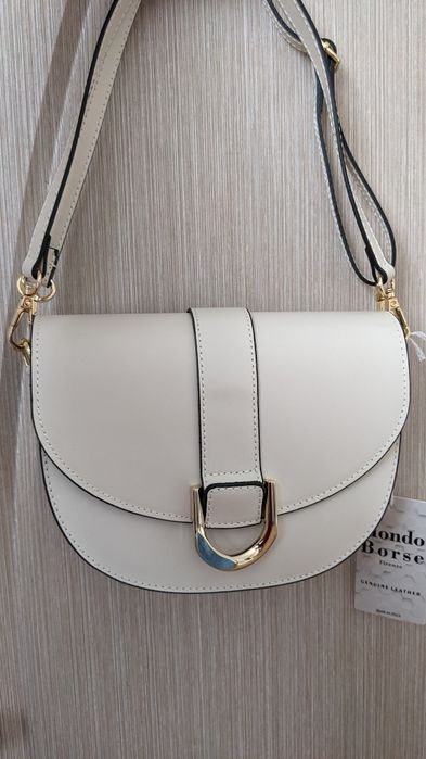 Нова шкіряна сумка, молочна