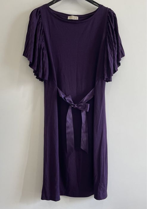 Vestido roxo com mangas plissadas (Lanidor, tamanho M)