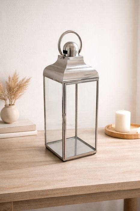 Lanterna decorativa inox 60cm como nova.