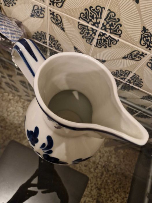 Caneca Viana Tradicional Original Loiça Vianense Azul e Branca Grande