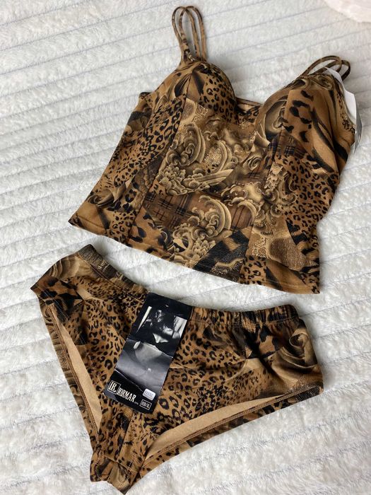 Komplet bielizny Lormar 80B M panterka animal print lingerie set sexy luxe