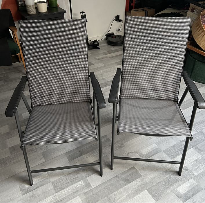 Krzesła ogrodowe  2 sztuki Springos metal szary
