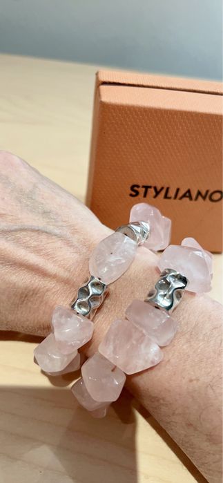 Pulseiras Styliano com prata em quartzo rosa
