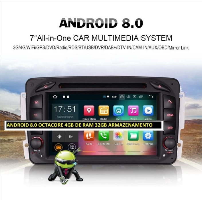 Auto-radio 2 din android 14 64 GB para Mercedes C220 w203 Octcore