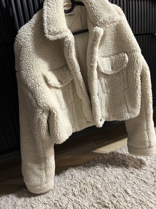 Korzuszek futerko baranek kurtka kremowa rozmiar M damska