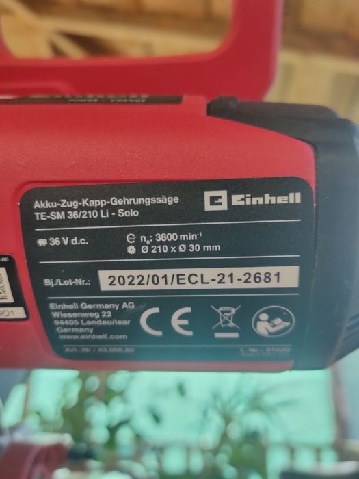 Торцовочна пила Einhell TE-SM 38/210 Li solo