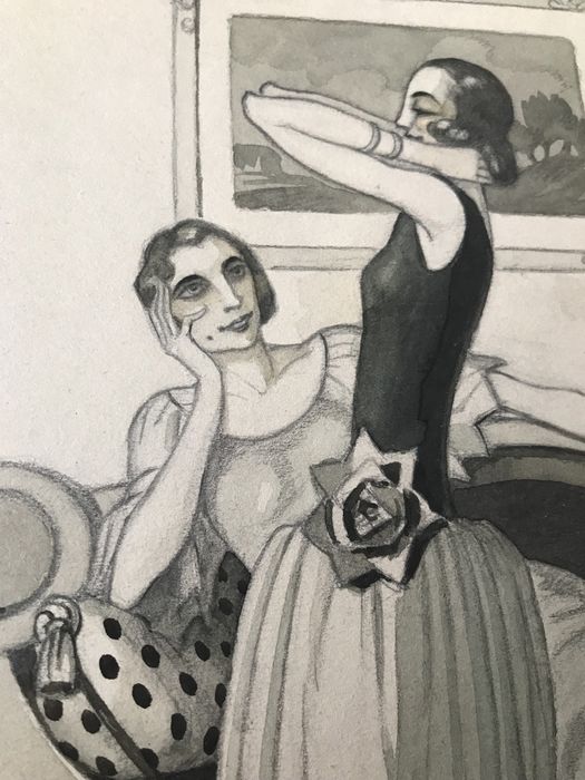 Desenho Emmérico Nunes pintura arte portuguesa 1925 aguarelado