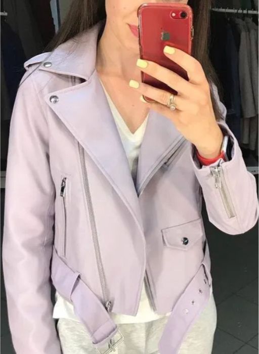 Куртка кохуса шкірянка еко шкіра лавандова фіолетова бузкова zara