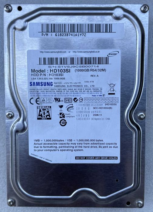 Накопичувач HDD Samsung HD103SI, 1Tb