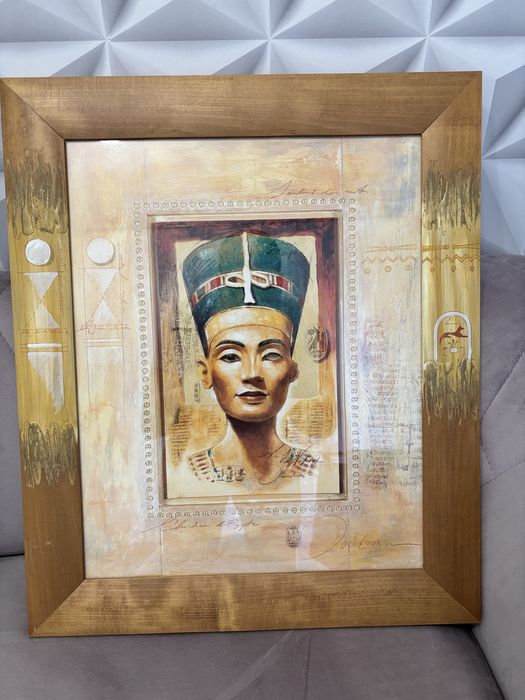 Obraz Nefretete na plycie glowa egipska vintage antyk unikat