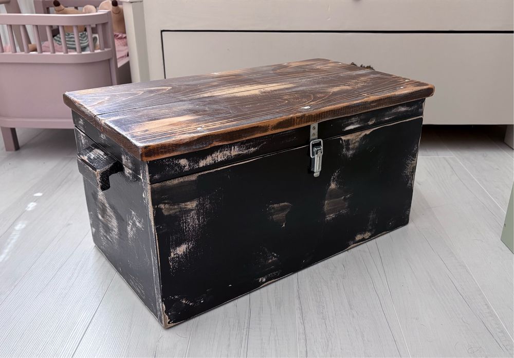 Skrzybia skrzynka duża xxl kufer na zabawki drobiazgi retro vintage industrial