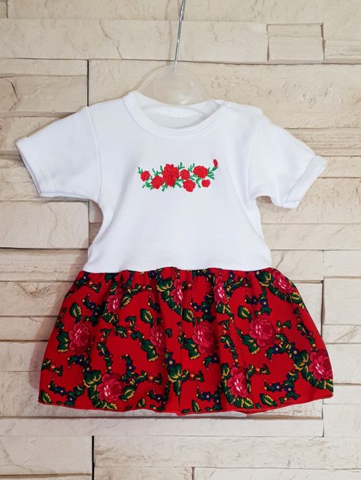 Body sukienka z krótkim rękawem, góralska