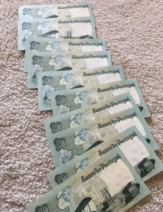 Notas raras antigas numeração seguida (nota vinte escudos 1978)