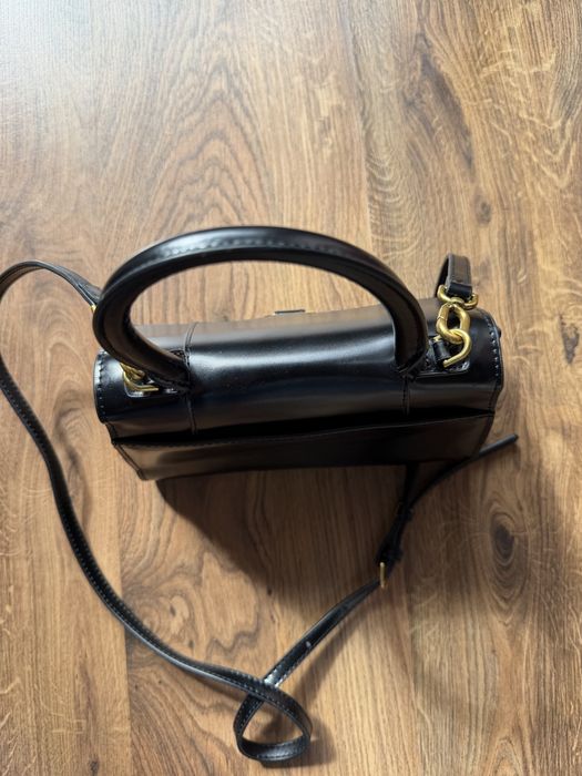 Balenciaga Hourglass Small czarna skórzana torebka Made in Italy
