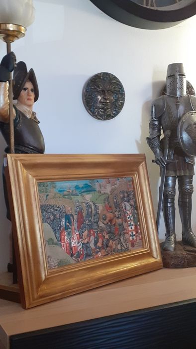 Quadro Medieval Batalha de Aljubarrota 46 cm x 27 cm