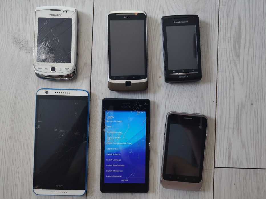 Telefony smartfony HTC Sony ZTE BlackBerry uszkodzone