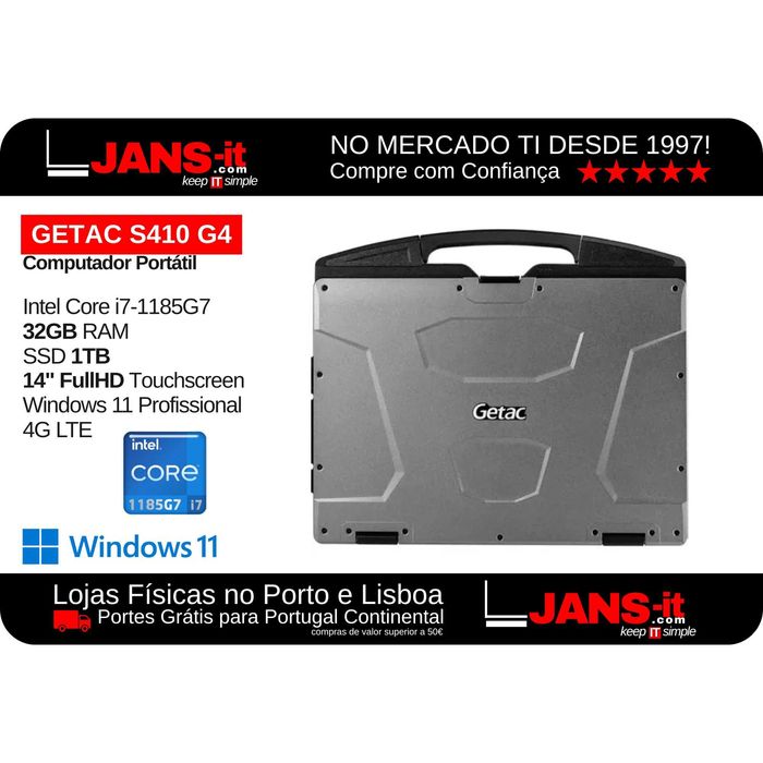 Getac S410 G4 | i7-1185G7, 32GB, SSD 1TB, 14″ FHD, TouchScreen, 4G LTE