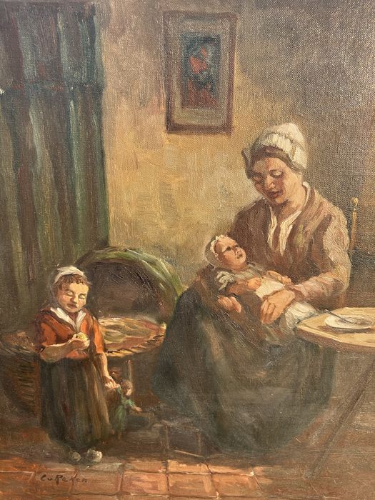 Obraz w drewnianej ramie, matka z dziećmi #9037 Stylowy Węgrów