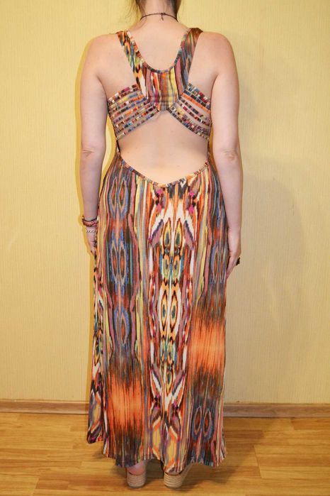 Длинное платье сарафан в пол с голой спиной Roberto Cavalli