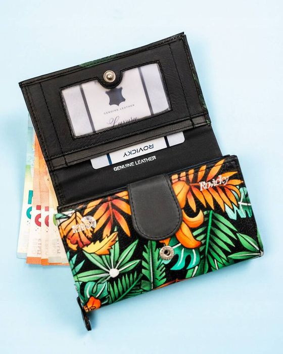 pojemny, skórzany portfel damski na zatrzask - rovicky