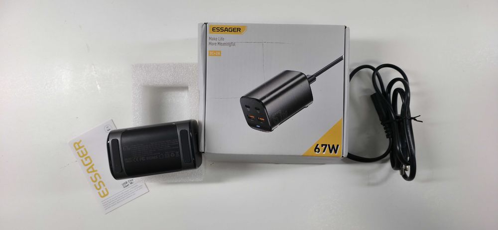 Carregador Essager 67W GaN - Novo e Compacto!