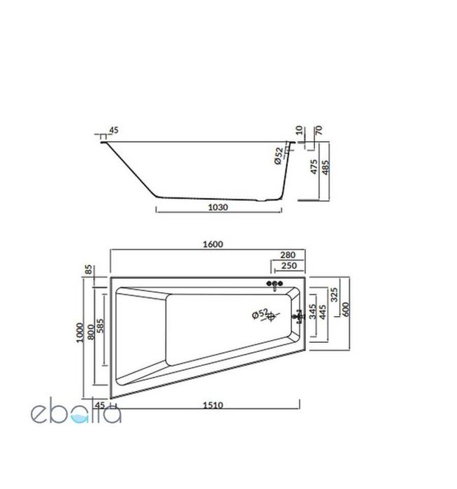 Wanna asymetryczna 160x100 L Crea Cersanit (S301-232)