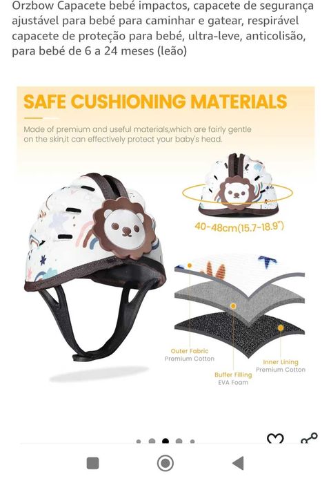 Capacete bebé impactos