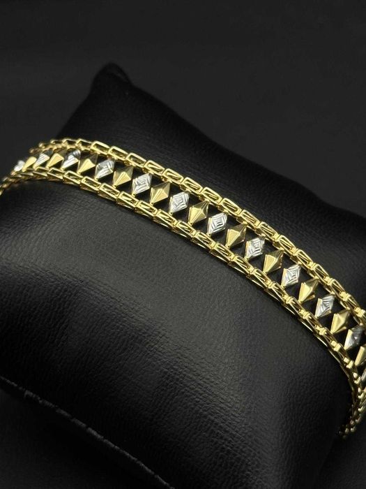 Złota Bransoletka Złoto 585 14k Elegancka Żółte Białe Nowa Sklep Cudo