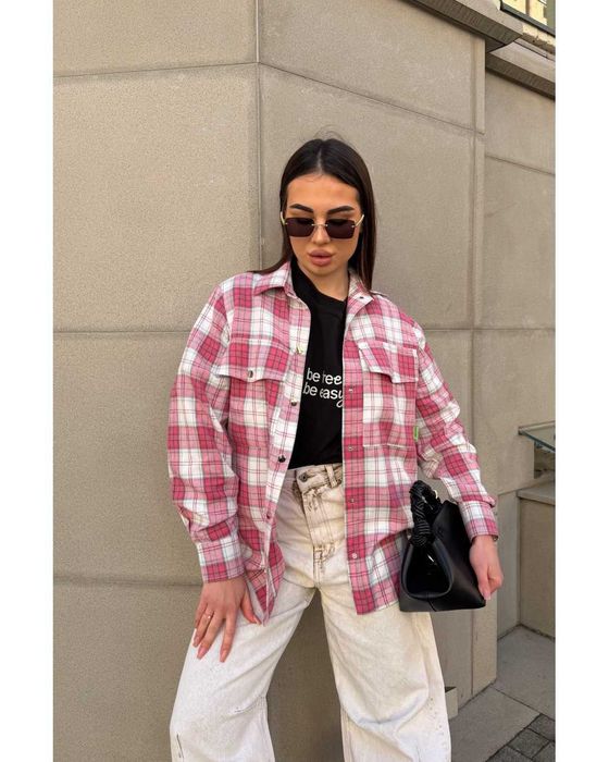 Koszula flanelowa damska w kratę oversize XS/S/M HIT 2026