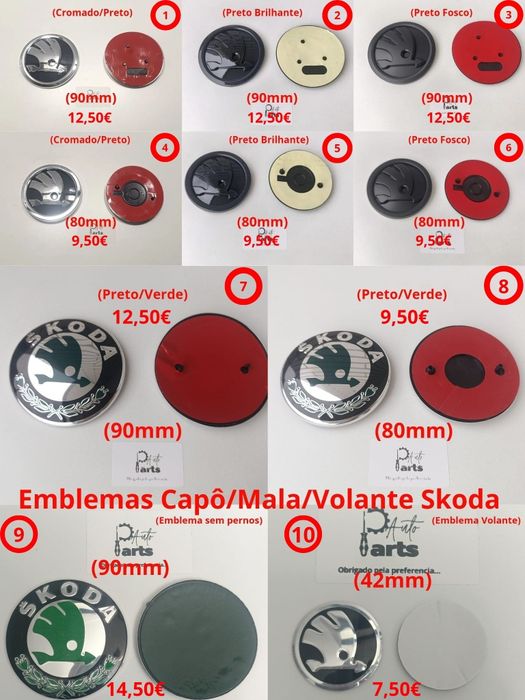 Emblemas capô mala volante Skoda