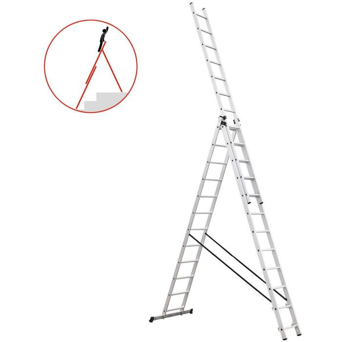 Drabina aluminiowa  wielofunkcyjna 3x12 HIGHER 7,38m na schody 150 kg