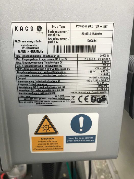 Falownik Inwerter KACO Powador 20.0 TL3 - INT 20kW 400V