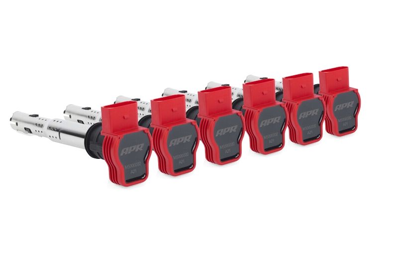 KIT 6 BOBINES DE IGNIÇÃO ALTA PERFORMANCE APR AUDI RS4/S4 B5 2.7T / S4 B8/S5 8T 3.0 TFSI - VERMELHO
