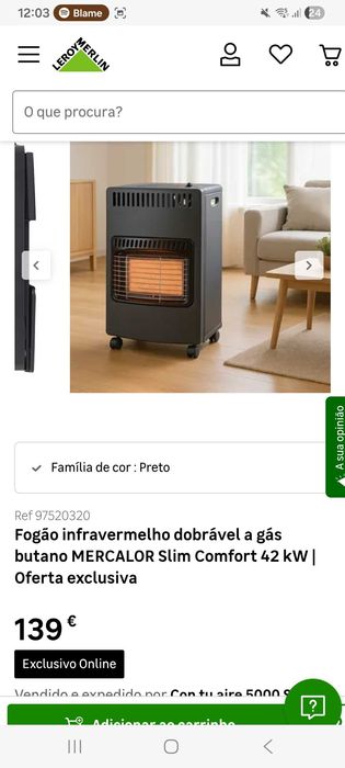 Vendo aquecedor a gás butano infravermelho 4,2 kW (usado)