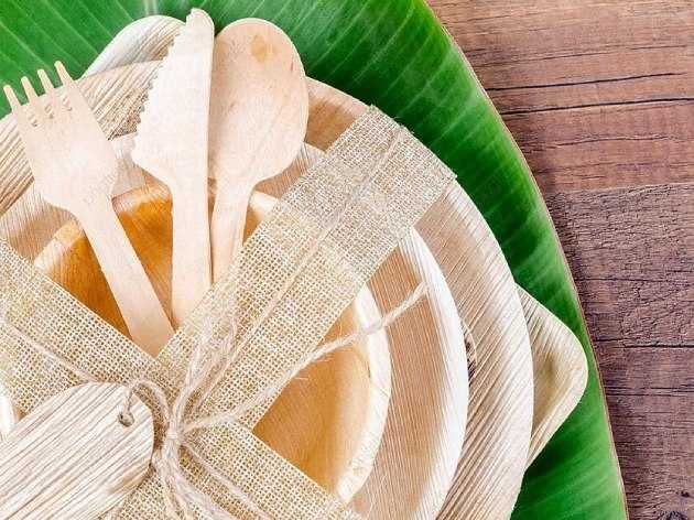 Taca prostokątna z liści palmowych catering 37cm 10szt PREMIUM