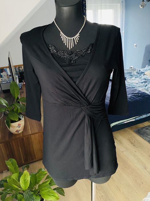 Bluzka tunika New Look M czarna cekiny elegancka  stan idealn