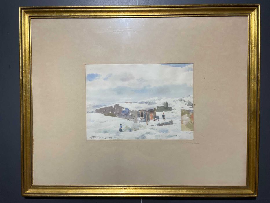 Coleção 5 aguarelas emolduradas de Manuel Tavares assinadas e datadas