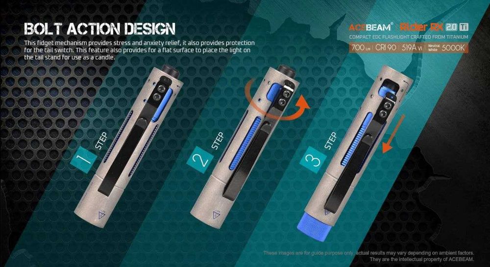 Брелок наключник компактний EDC AceBeam Rider RX 2.0 Ti Titanium