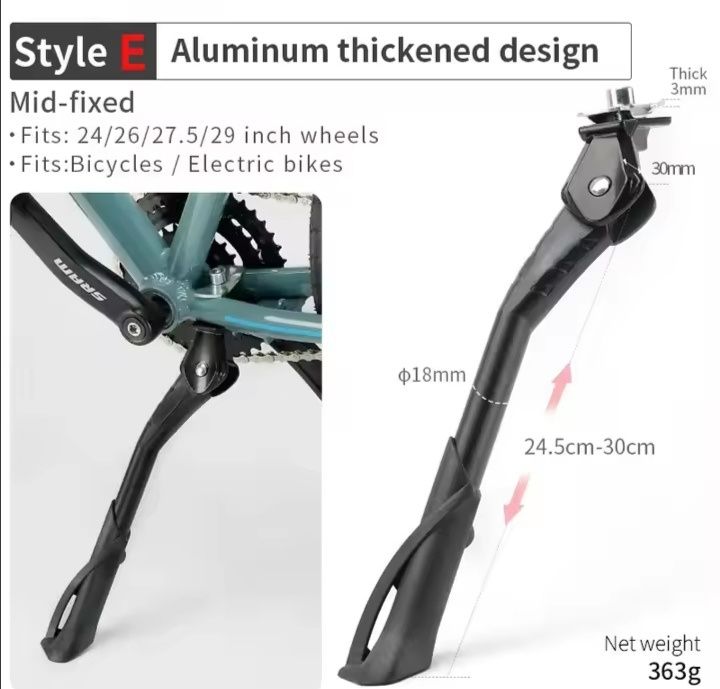 Descanso Lateral Kickstand para Bicicletas em Alumínio