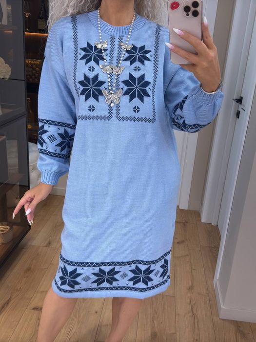 Жіноча стільна вязаная Сукня з орнаментом. 44-58р