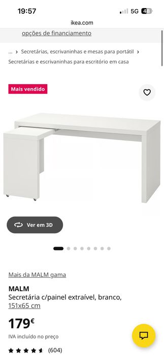 Vendo Secretária IKEA c/painel extraível