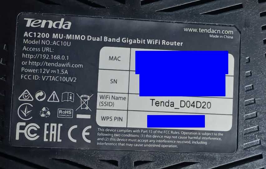 Роутер (маршрутизатор) Tenda AC10U (AC1200) 802.11ac/n/a 5 ГГц, IEEE 802.11n/g/b 2.4 ГГц / USB / гігабітний порт