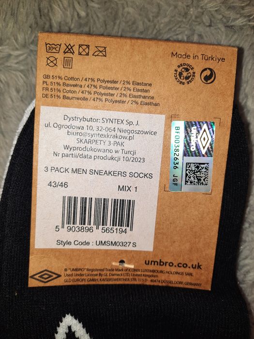 Skarpety Umbro 3-pac rozm 43-46